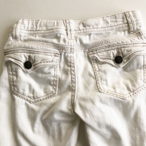Imperial Star White Denim Jeans Back Flap Pocket Adjustable Waist Sz 7 - Picture 5 of 8